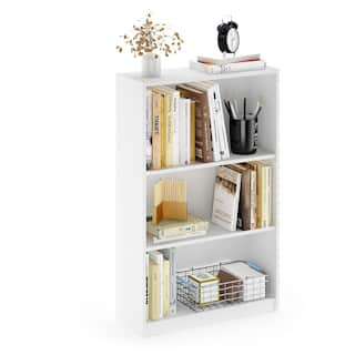 Furinno 40.3 in. White Wood 3-shelf Standard Bookcase with Adjustable Shelves 14151R1WH