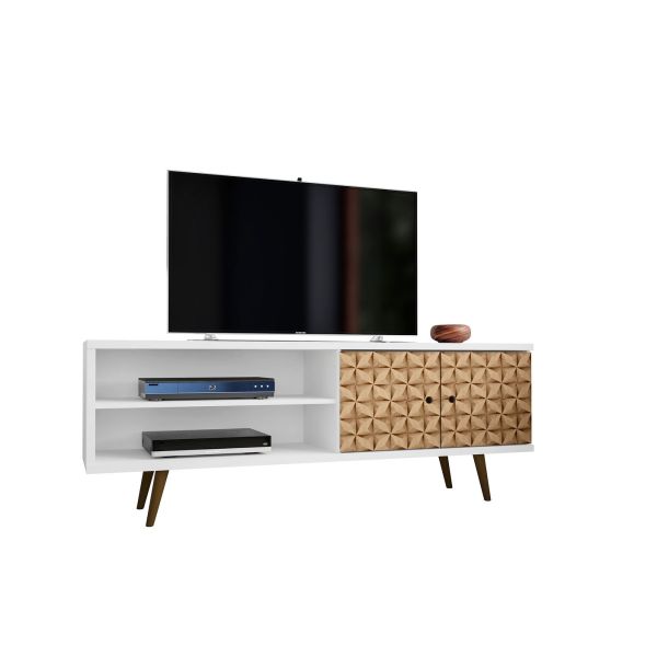 Liberty TV Stand 62.99 in White and 3D Brown Prints