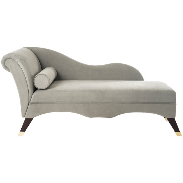 SAFAVIEH Mid-Century Modern Caiden Velvet Grey Chaise with Pillow - 63