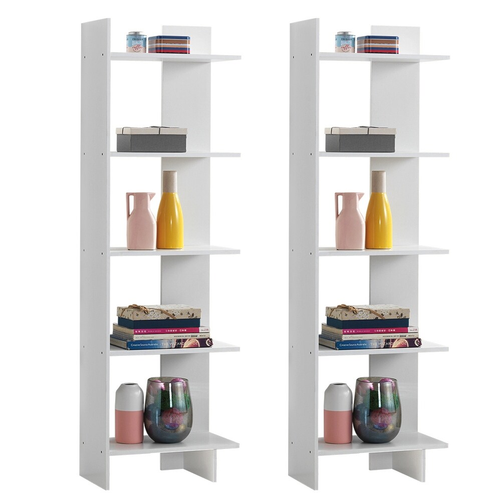 Costway Set of 2 Bookcase Storage 5 Tier Open Shelf Display Room