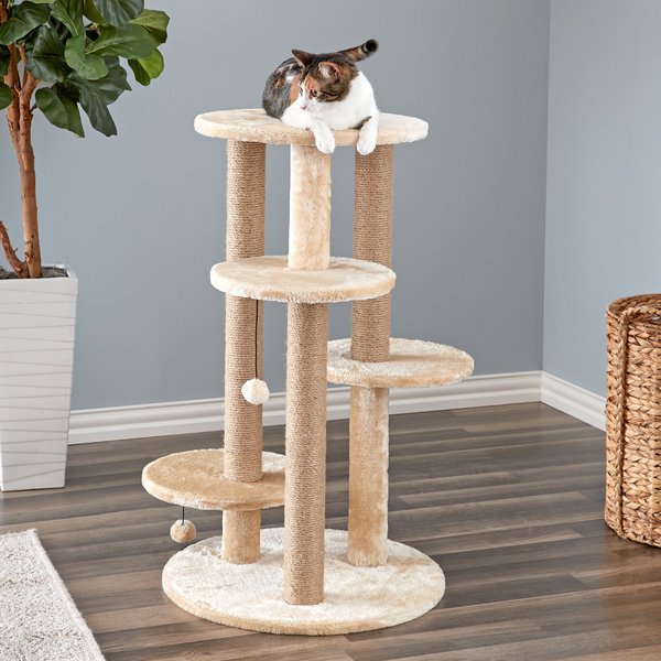 Two By Two The Fir 36.2-in Faux-Fleece Cat Tree， Beige