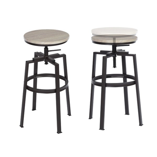 Carbon Loft Swivel Wood Adjustable Height Bar Stools (Set of 2)