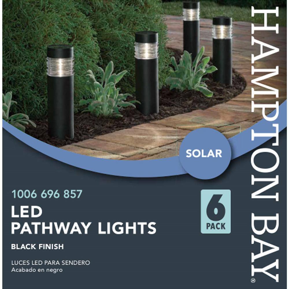 Hampton Bay Solar 8 Lumens Black Bollard Light (6-Pack) 50229