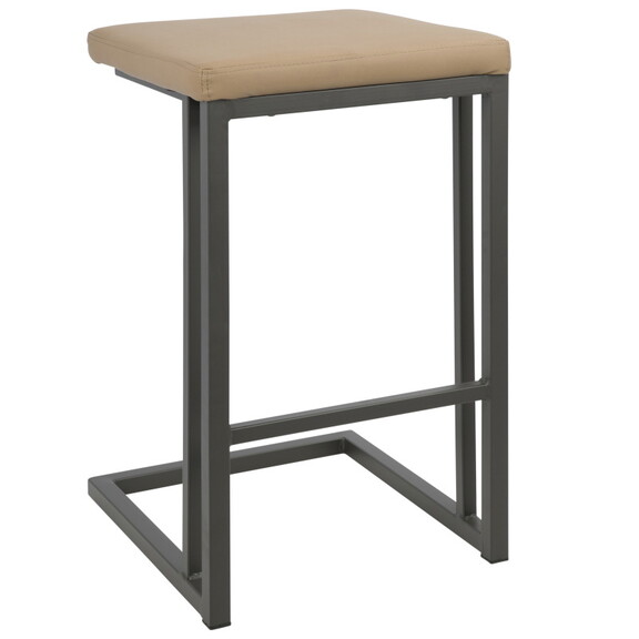 Roman Industrial Counter Stool in Grey and Camel F...