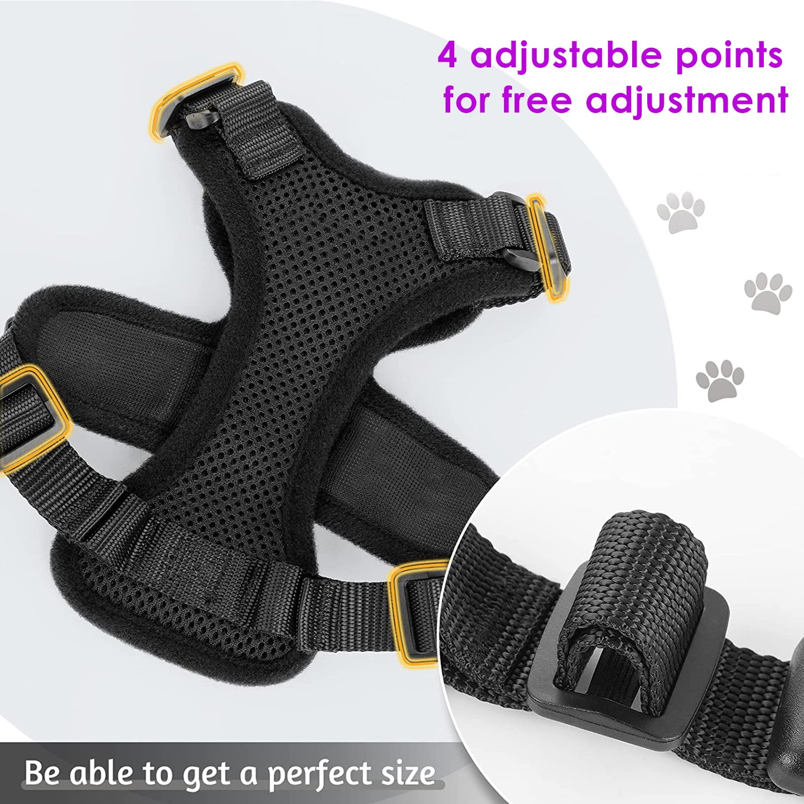 Cat Harness and Leash for Walking， Escape Proof Soft Adjustable Vest Harnesses for Cats， Easy Control Breathable Reflective Strips Jacket