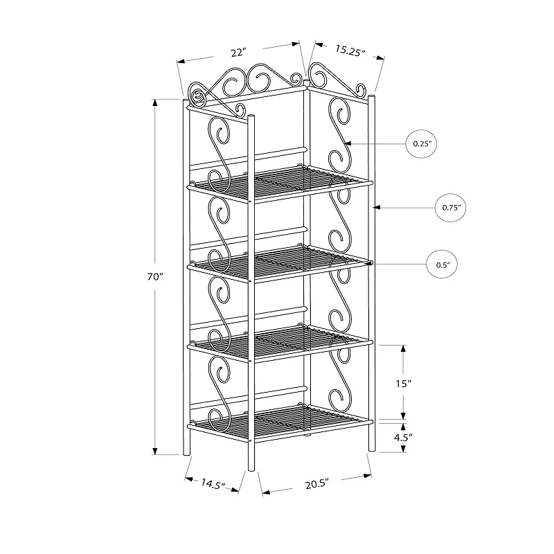 Monarch Scroll 4-Shelf Etagere Bookcase