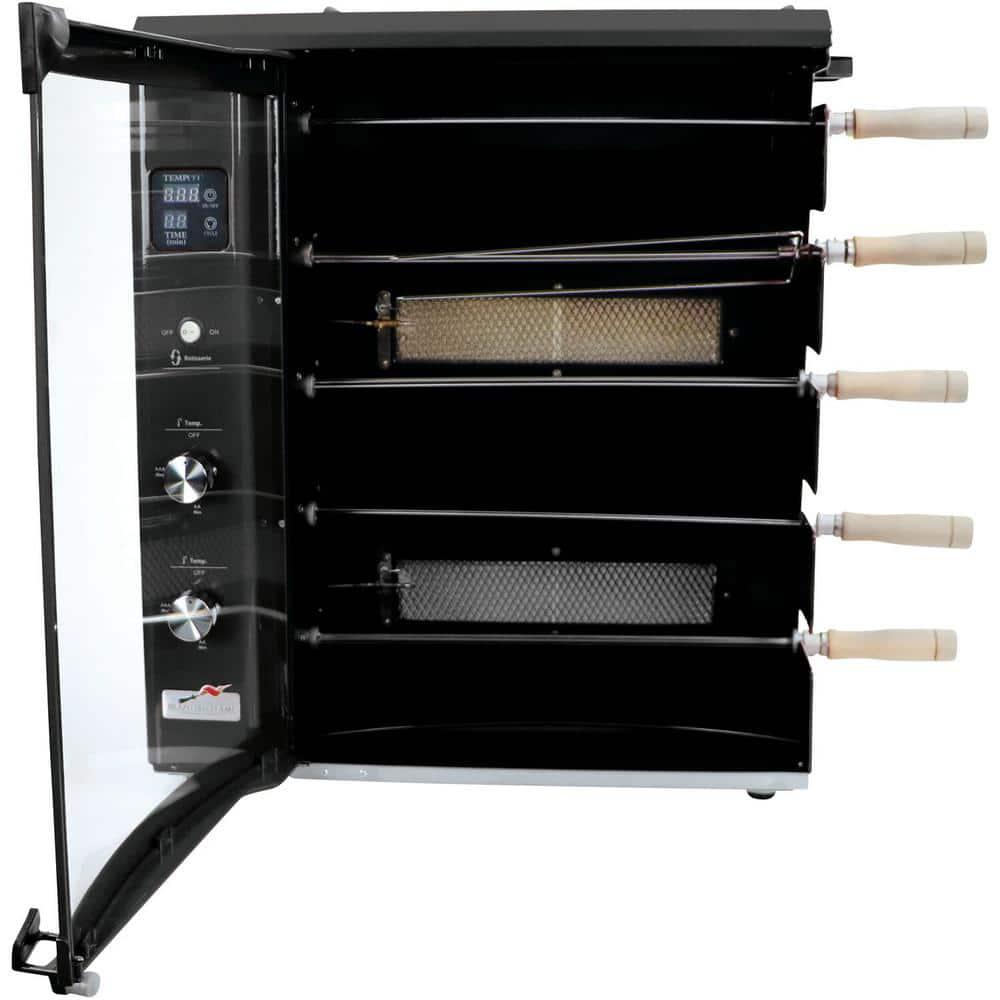 BRAZILIAN FLAME Portable Propane Gas Rotisserie Grill in Black