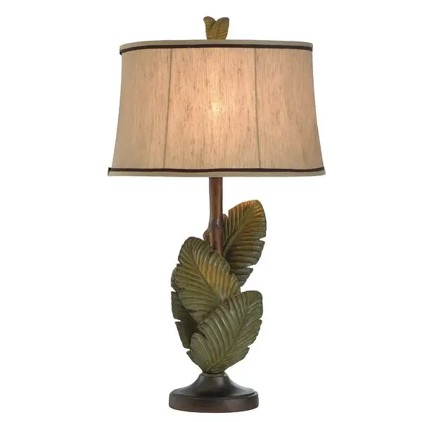 StyleCraft Islamadora Wentworth Bronze and Gray Table Lamp - Beige Softback Fabric Shade