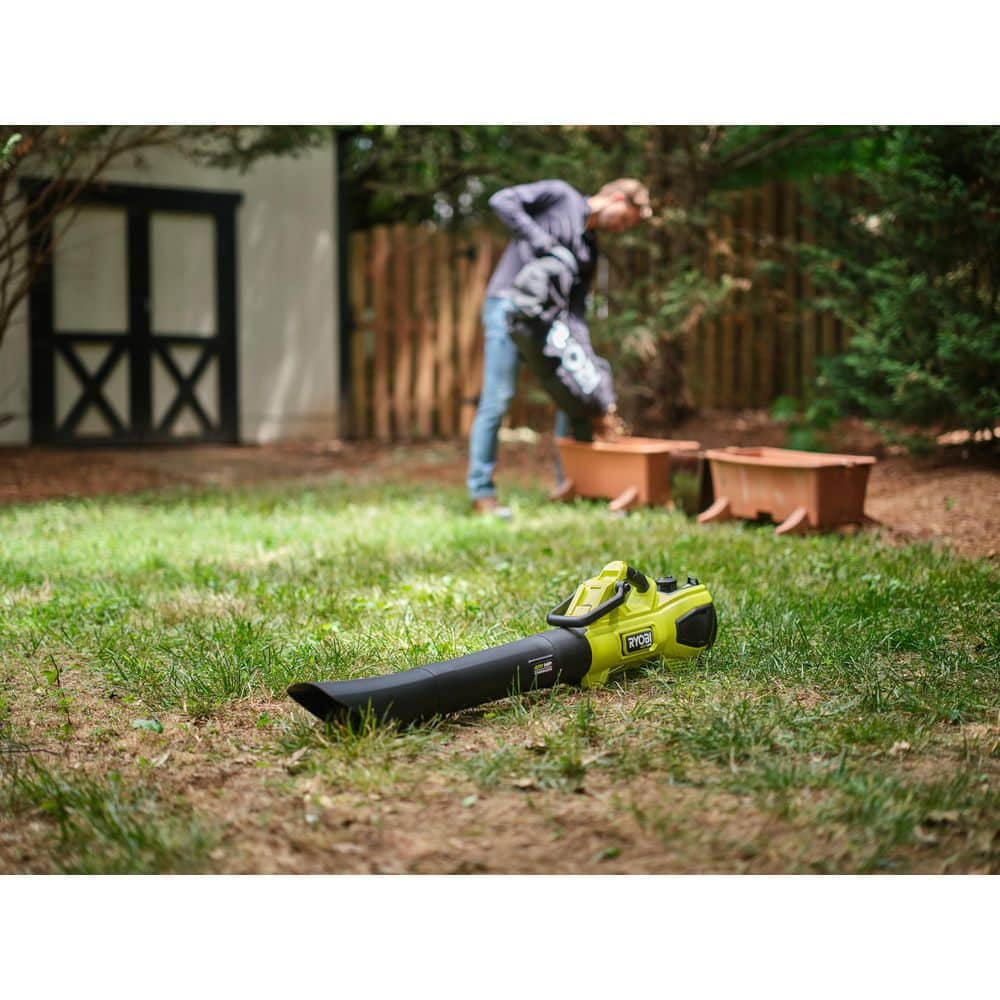 RYOBI 40V HP Brushless 100 MPH 600 CFM Cordless Leaf Blower/Mulcher/Vacuum with (2) 4.0 Ah Batteries and Charger RY404150