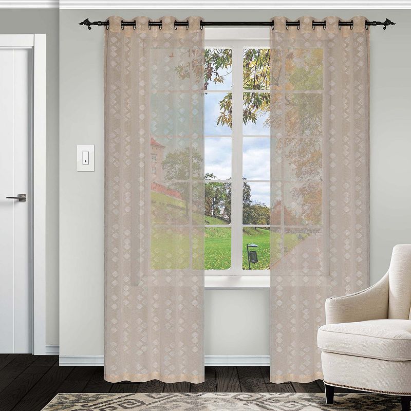 Superior Argyle Sheer Set of 2 Window Curtain Panels