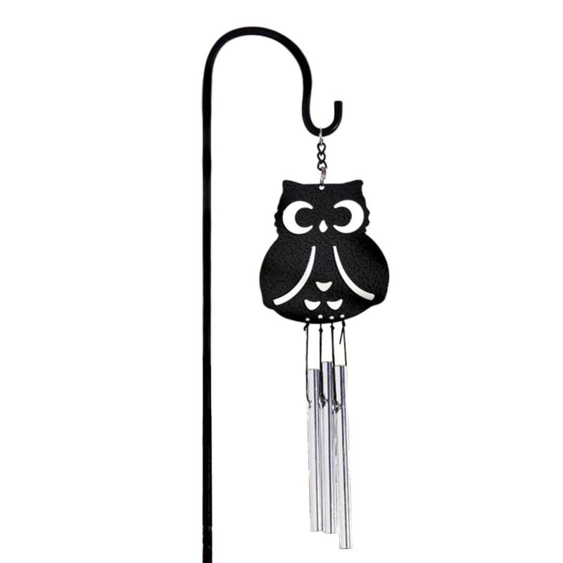 Metal Bell Tube Wind Chimes Stake Garden Flowerpot Bonsai Decor Owl