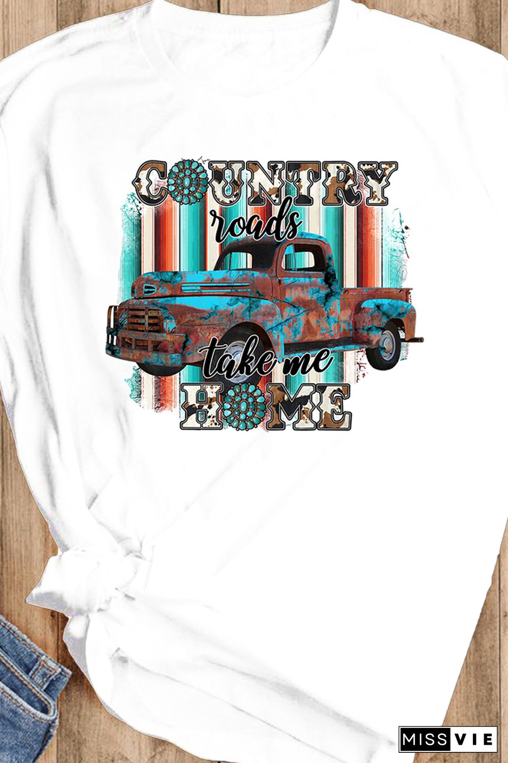 Roads Take Me Print Graphic Tees for Women Wholesale Short Sleeve T shirts Top