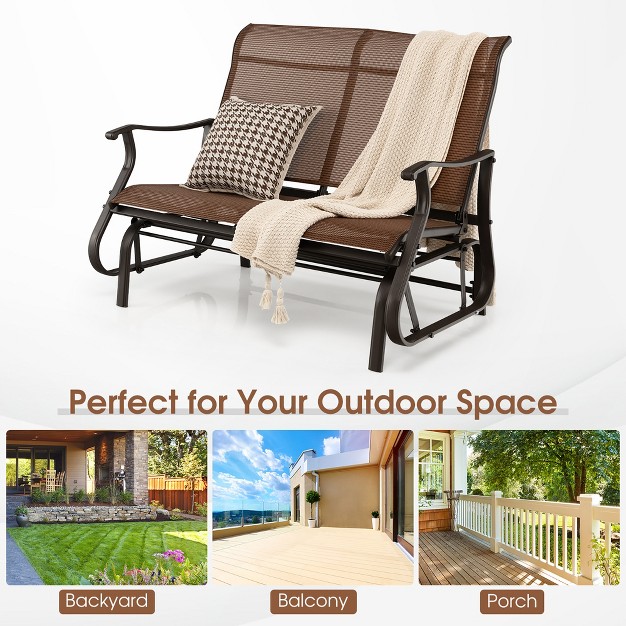 Costway 2 person Patio Swing Glider Bench Loveseat Rocking Chair High Back Deck