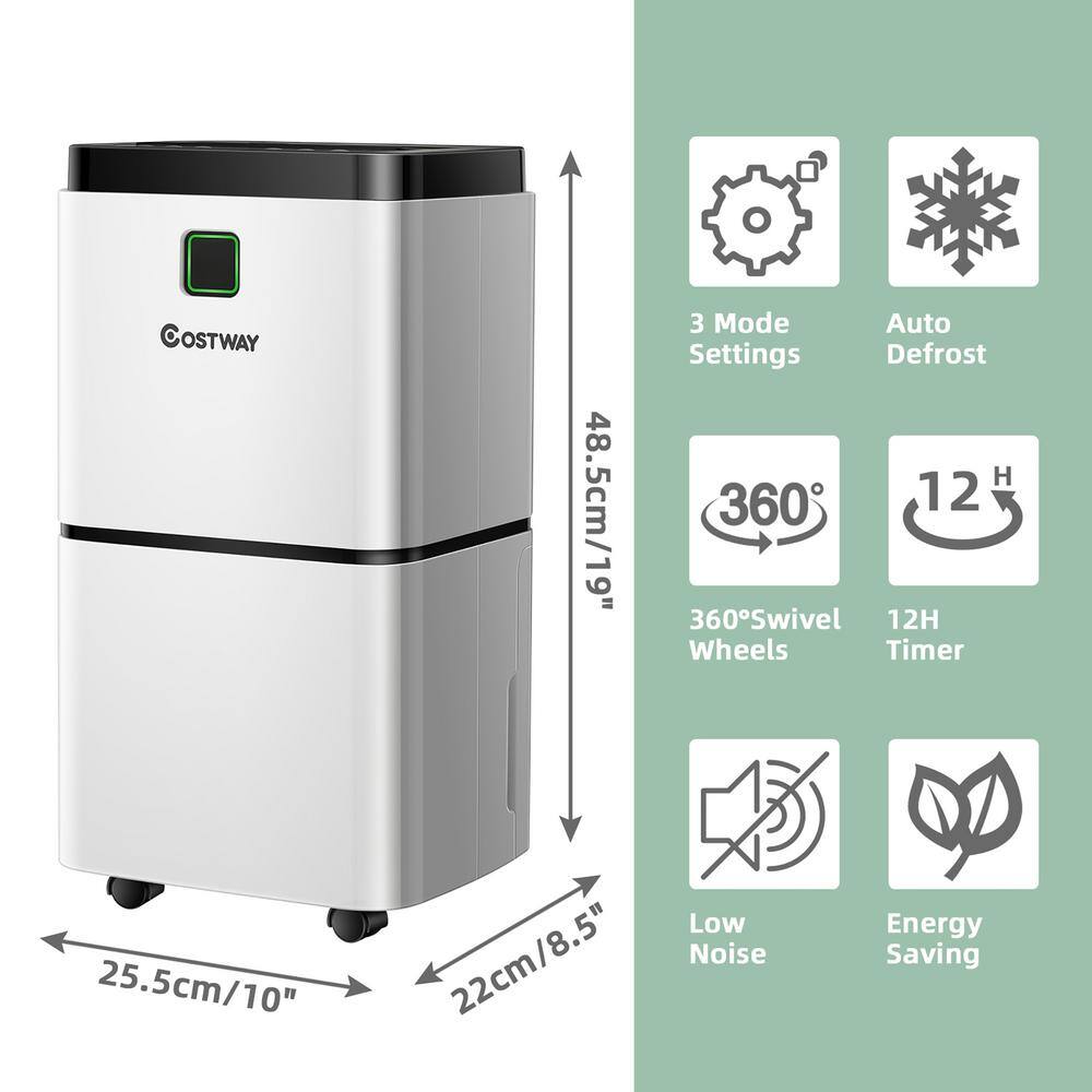 Costway 24-Pints 1500 Sq. Ft Dehumidifier For Medium To Large Room ES10015US