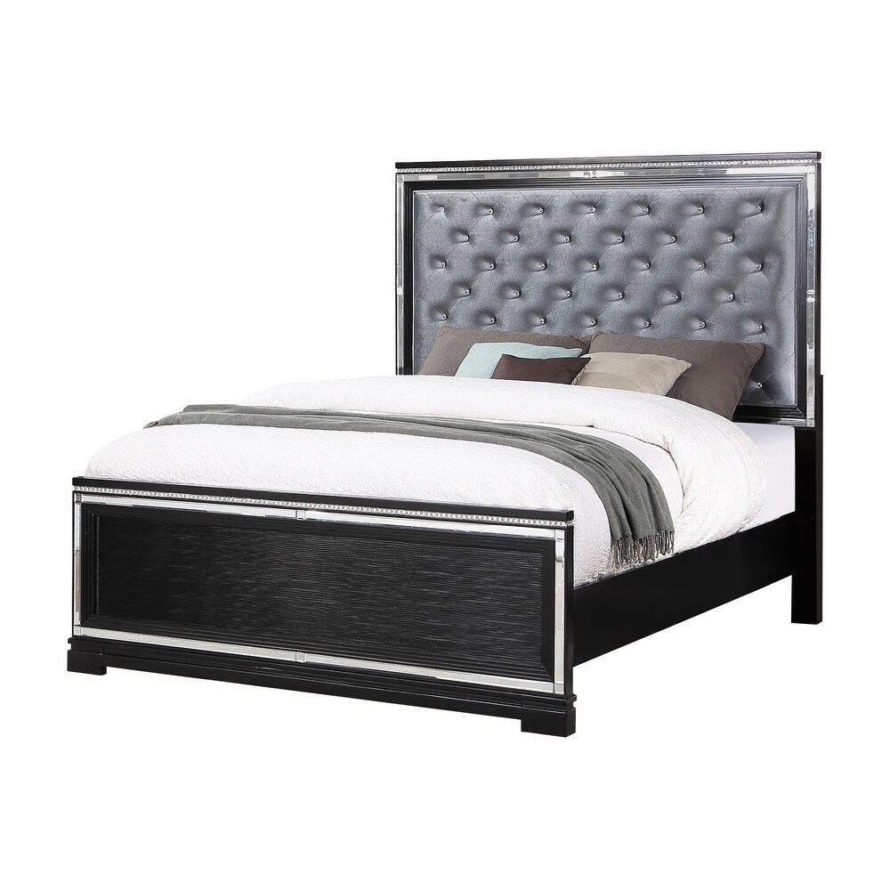 Coaster Furniture Eleanor Silver and Black 4 piece Upholstered Bedroom Set