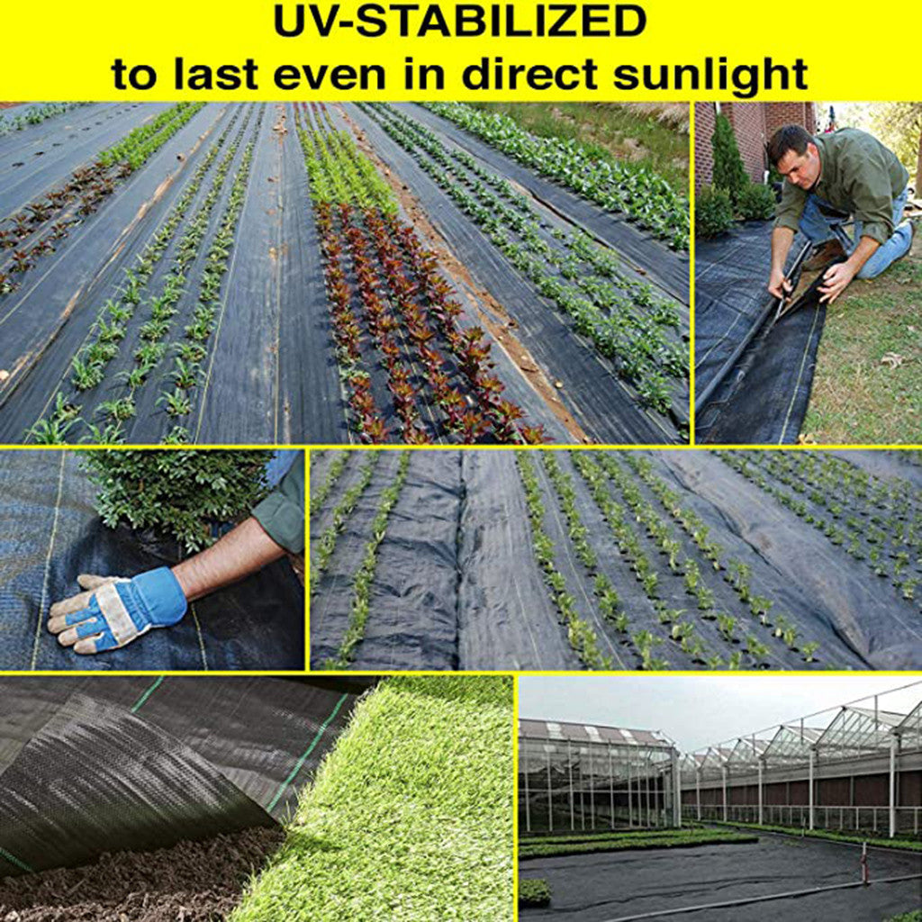 wendunide Weed Control Fabric - UV stabilized Black Heavy Duty Landscape Ground Cover Film Black