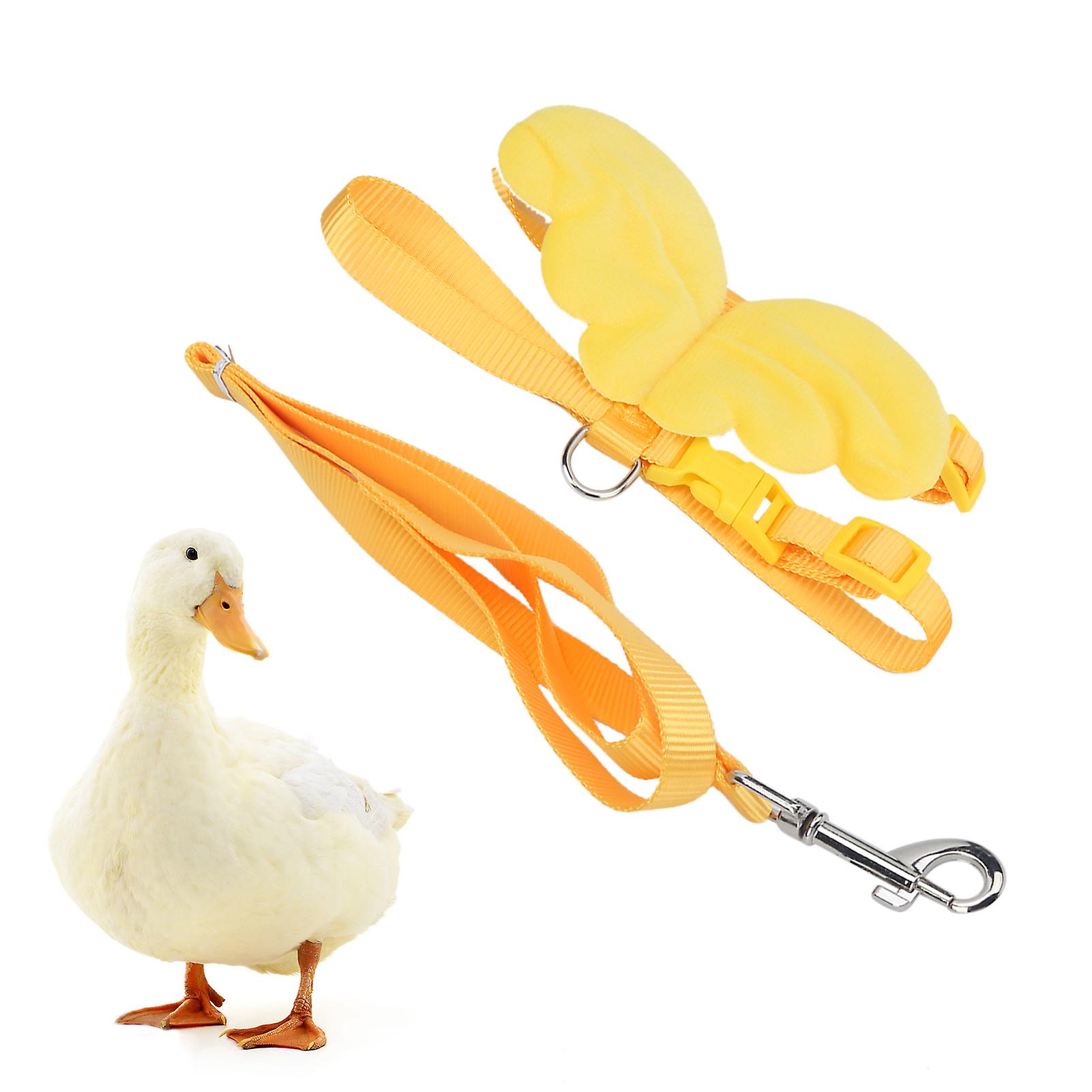 Ducks Traction Rope Adjustable Chest Strap Outside Walking Harness Leash For Pet Duck Chicken Gooseyellow S