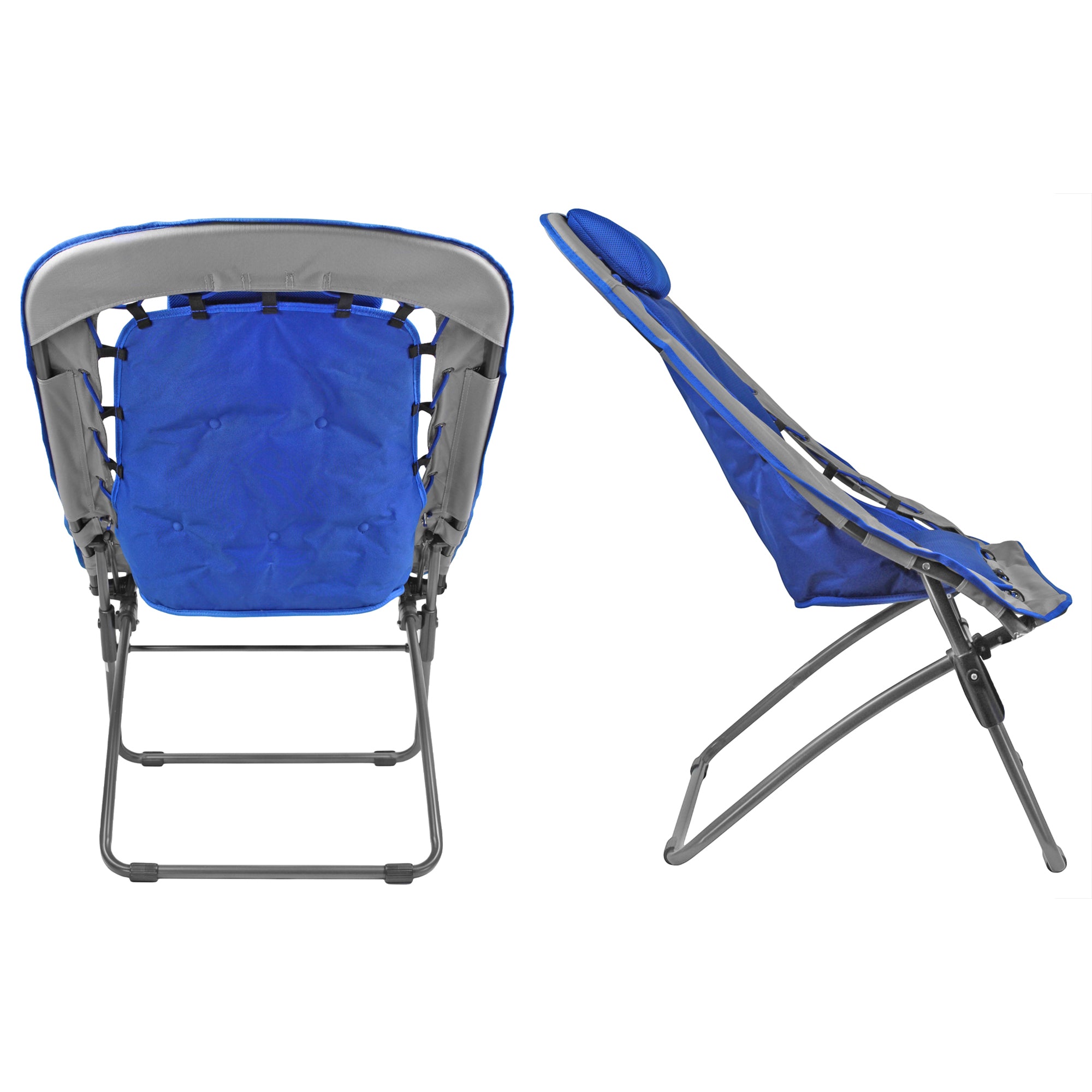 Zenithen Foldable Rectangular Air Mesh Outdoor Bungee Chair, Blue/Gray Pack of 1