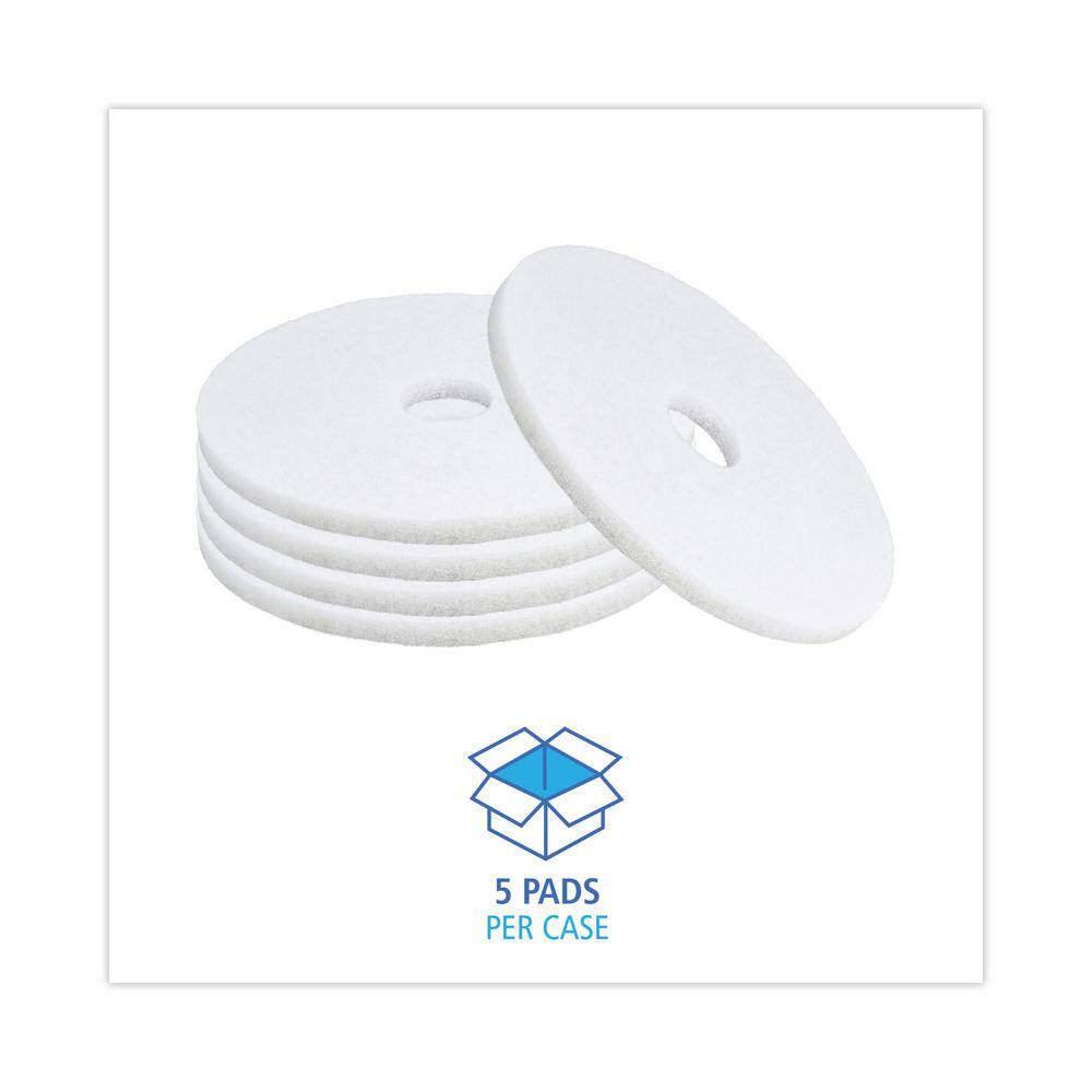 Boardwalk Polishing Floor Pads 17 in. Dia White (5-Carton) BWK4017WHI