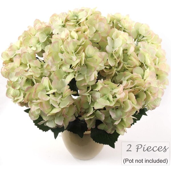 Floral Home Hydrangea Green Pink Flower Stems Bush 7 Heads