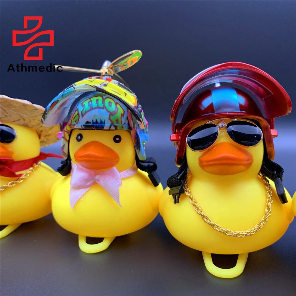 2023 Athmedic Motorcycle Bike Bell Broken Wind Duck Riding Light Cycling Accessories Small Yellow Duck Helmet Child Horn