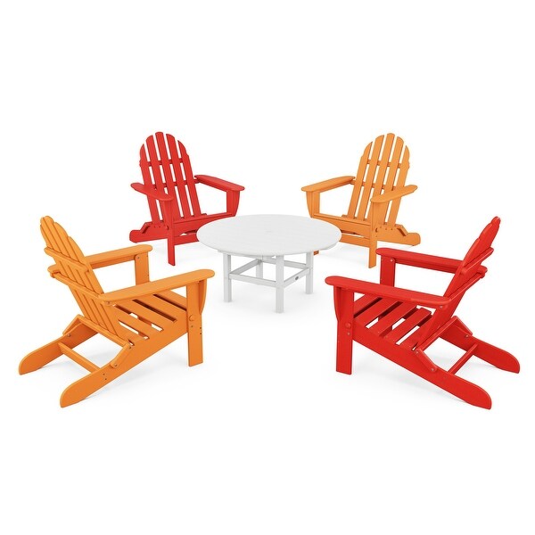 POLYWOOD Classic Folding Adirondack 5Piece Conversation Group