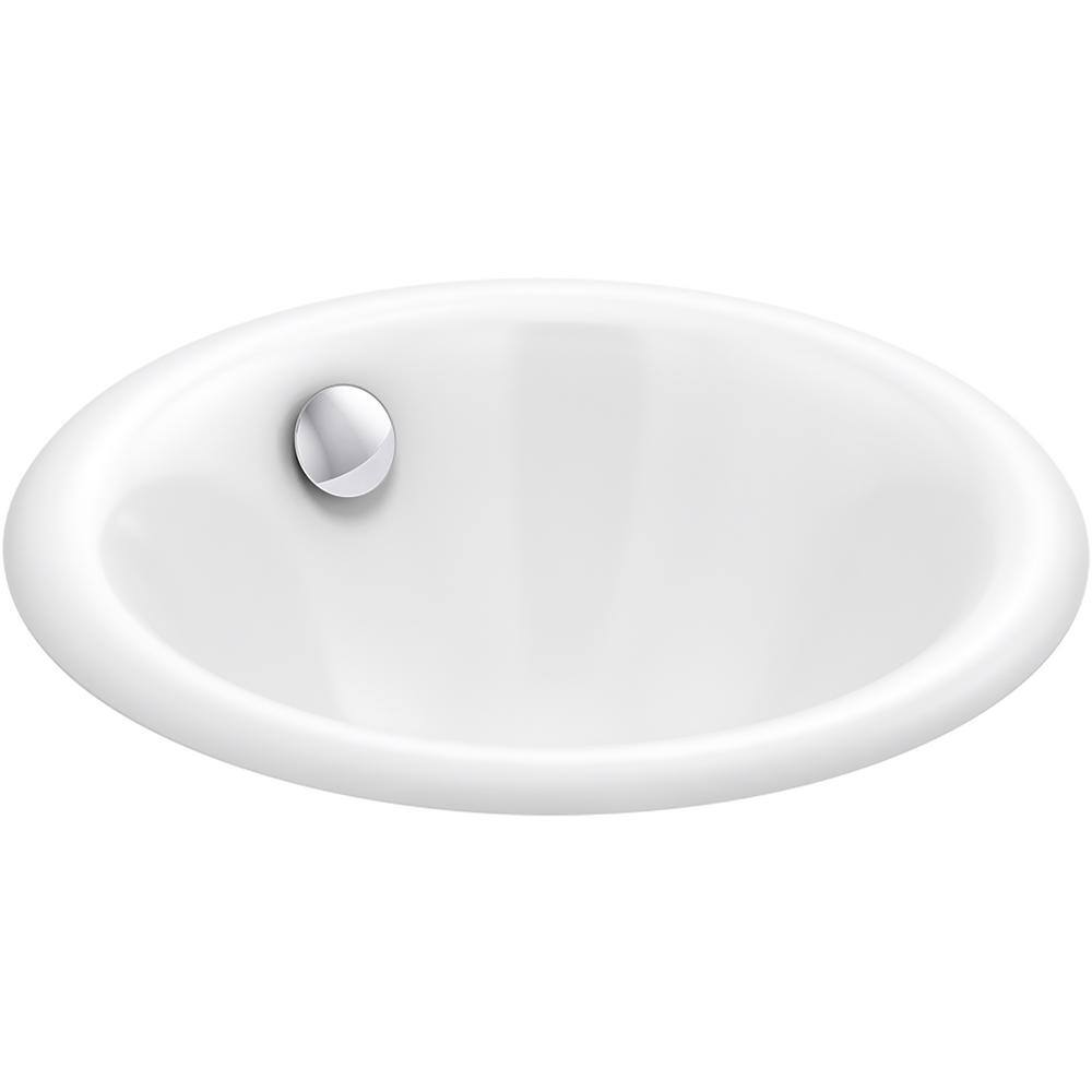 KOHLER Iron Plains Round 12 in. Drop-InUnder-Mount Cast Iron Bathroom Sink in White K-20211-0