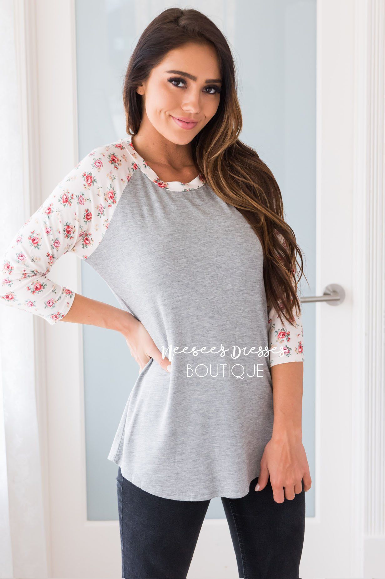 Floral Beauty Modest Baseball Tee