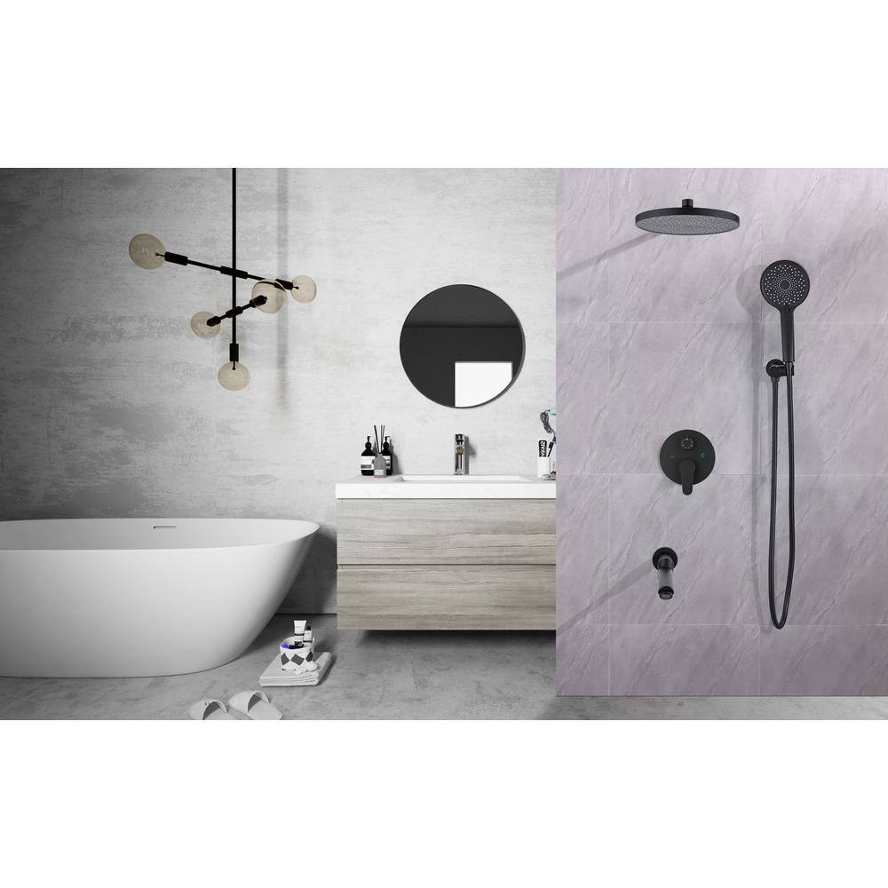 ELLOALLO 2-Handle 2-Spray Tub and Shower Faucet and Handheld Combo with 8 in. Shower Head in Matte Black (Valve Included) ES-B-PR300