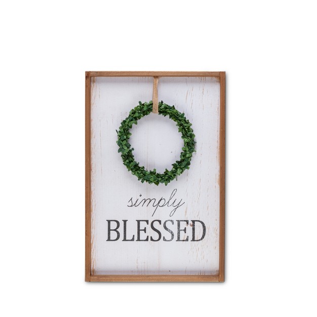 Lone Elm Studios Assorted Wreath Message Wall D cor With White Wood Background And Natural Wood Frame set Of 2