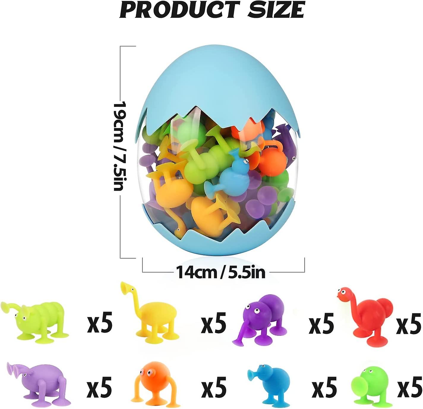 Suction Toys， 40 Pcs Kids Bath Toys Sensory Toys For 3 4 5 6 7 Year Old Boys Girls， Fidget Toys Stress Release Toys Sucker Toys Silicone Building Bloc