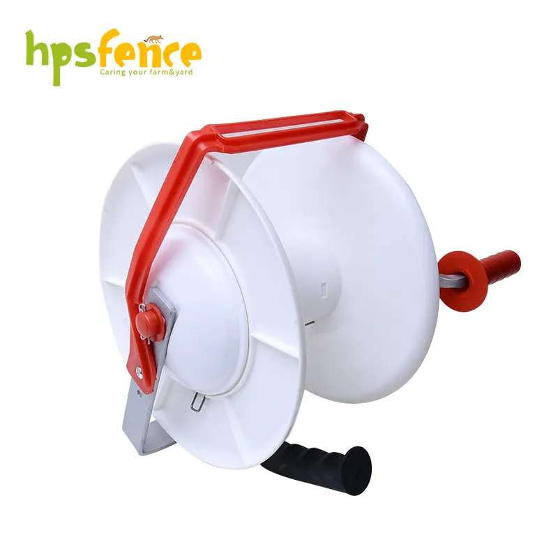 High strength PP material geared electric fence reel with manual multifunctional