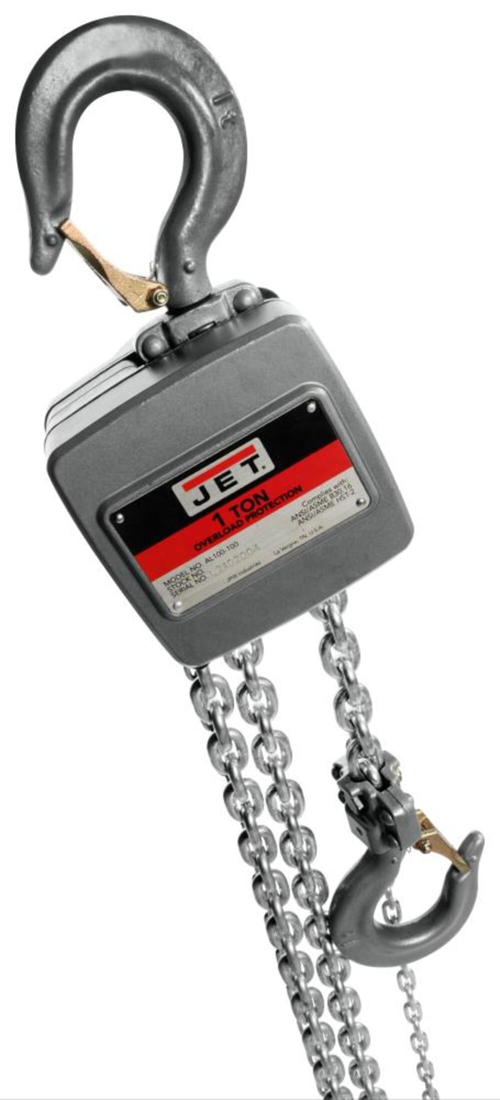 JET AL100-100-15 1 Ton Hand Chain Hoist with 15' of Lift 133115 from JET