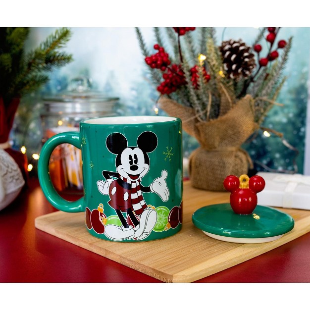 Silver Buffalo Disney Mickey Mouse Holiday Ornaments Ceramic Mug Holds 18 Ounces