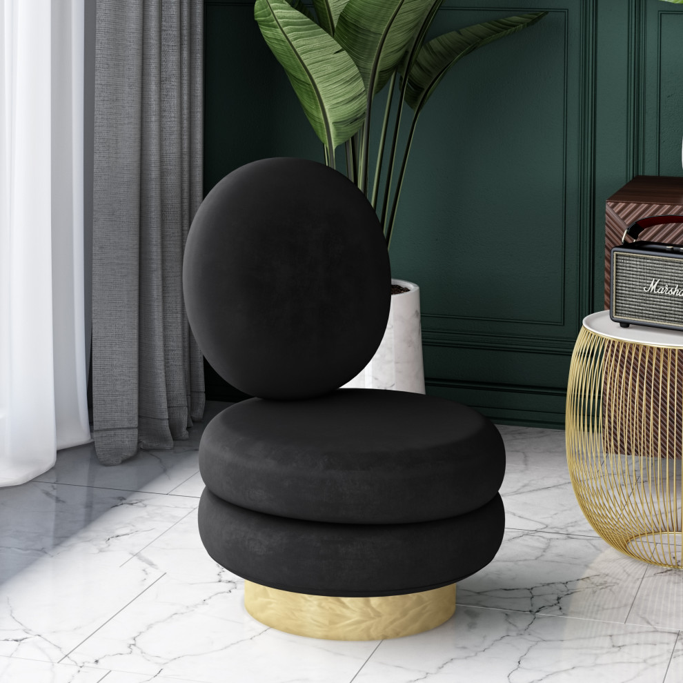 Modrest Mons Black Velvet and Gold Accent Chair   Contemporary   Armchairs And Accent Chairs   by Vig Furniture Inc.  Houzz