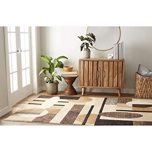 Home Dynamix Tribeca Jasmine Contemporary Geometric Area Rug，Brown/Beige， 39 x55