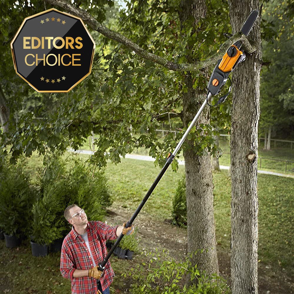 Powerful 2-In-1 Electric Pole Saw Chainsaw Trimmer With Auto-Tension