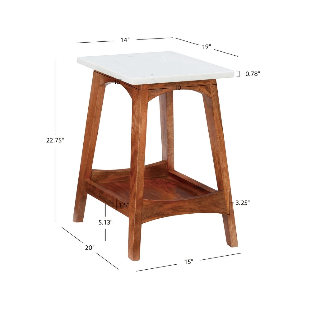 Perley Marble and Wood Side Table