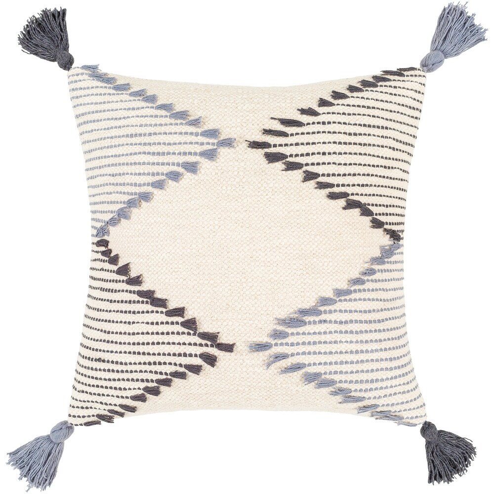 Vintone Bohemian Geometric Throw Pillow with Tassel and Fringe Details