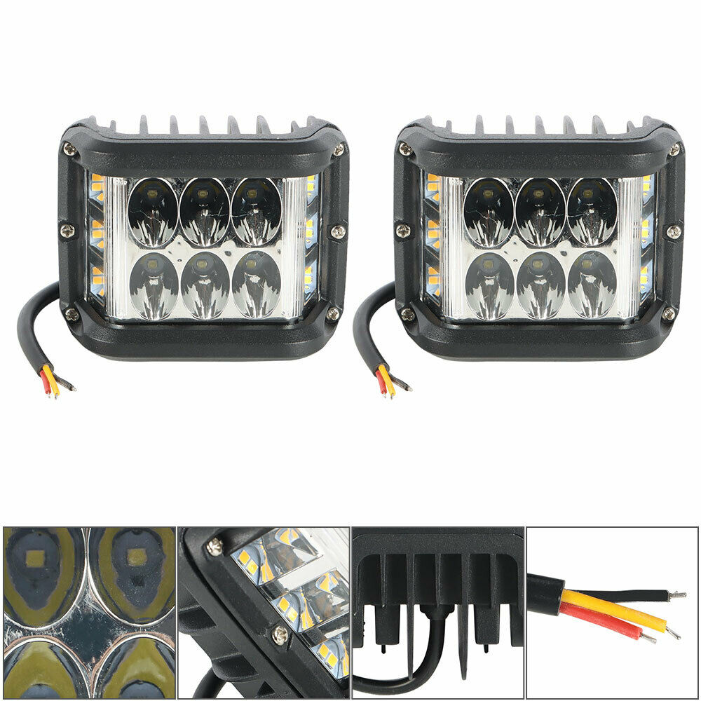 2 Pack LED Pods Spotlight Lights， Cube Offroad Light Pod Fog Lights Spot Flood Amber White Light Bar Driving Lights