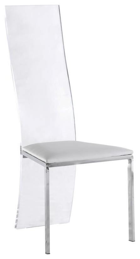 Acrylic High Back Side Chair   Set Of 2  White   Contemporary   Dining Chairs   by BisonOffice  Houzz