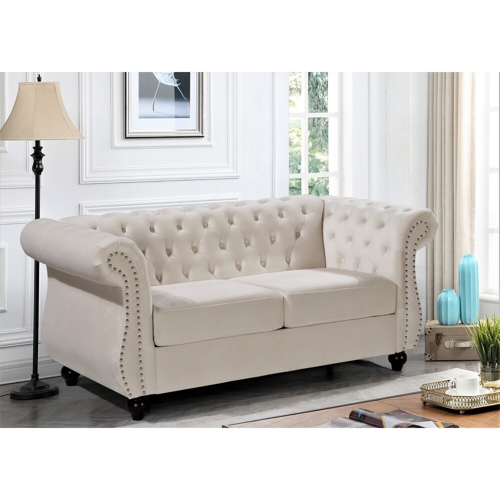 Kemos Velvet Chesterfield Loveseat