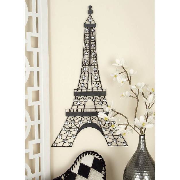 Metal Eiffel Tower 3d Wire Wall Decor With Crystal Embellishments Black Olivia amp May