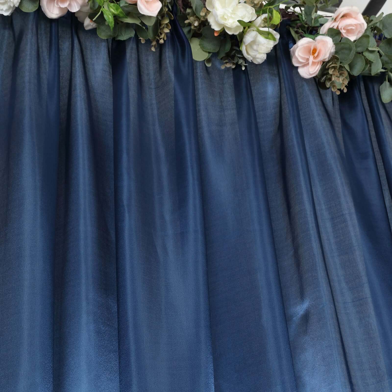 Navy Blue Satin Backdrop Drape Curtain, Photo Booth Event Divider Panel - 8ftx10ft