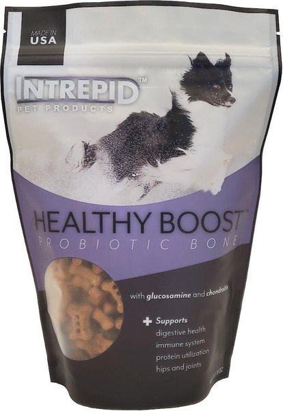 Intrepid Healthy Boost Probiotic Bone Grain-Free Dog Treats， 8-oz bag