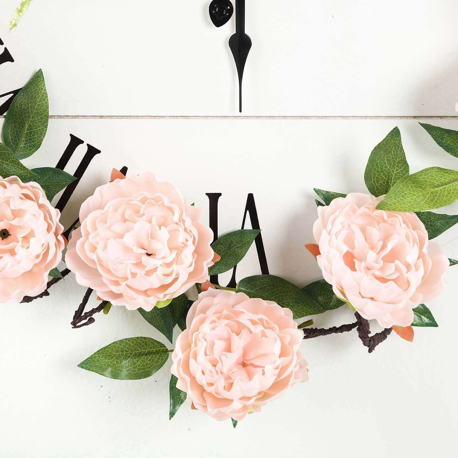 Blush Artificial Silk Peony Hanging Flower Garland, Faux Vine 6ft