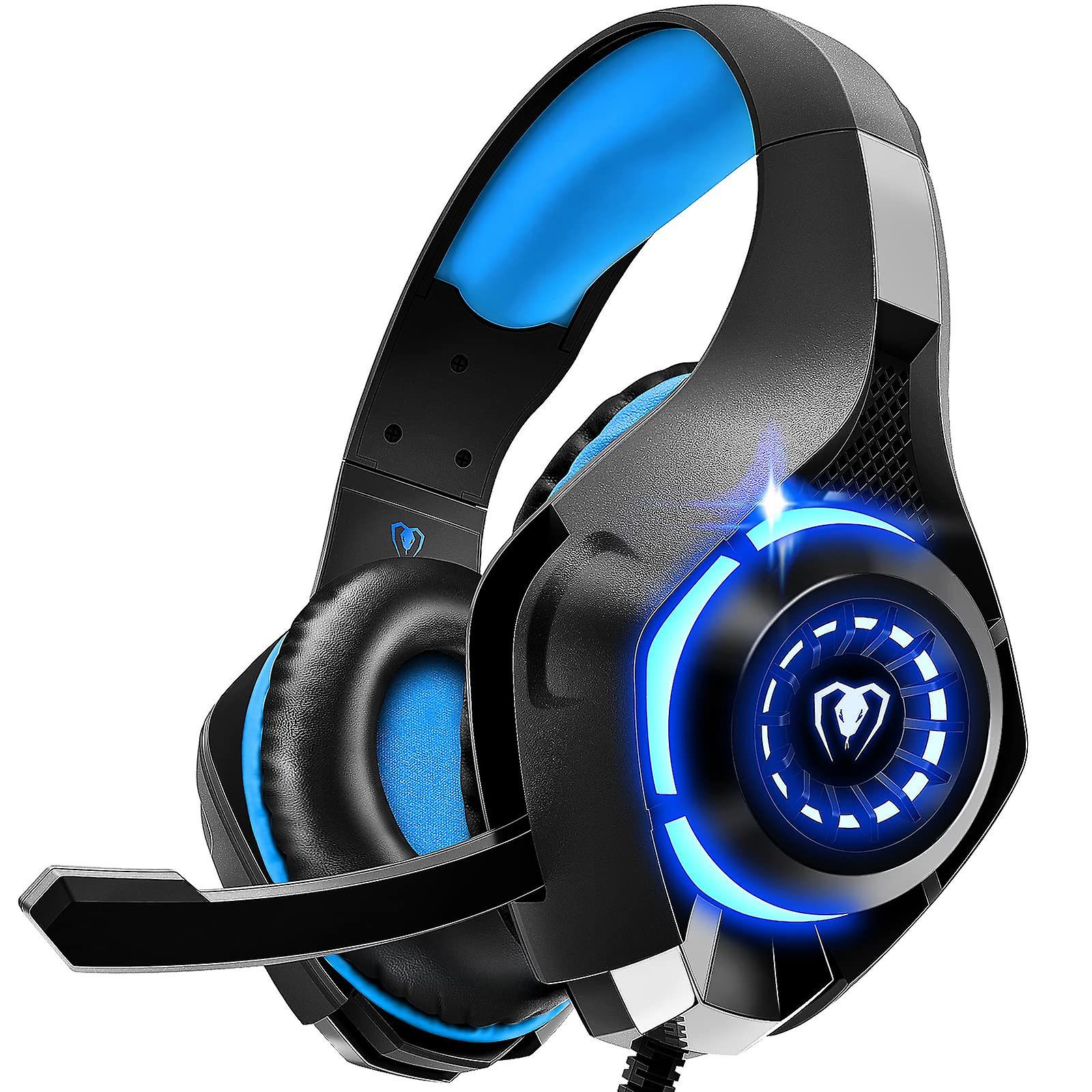 Bluetooth headset for Ps4 Ps5 Xbox One PC with gaming headset noise canceling microphone switch， durable and lightweight (blue)