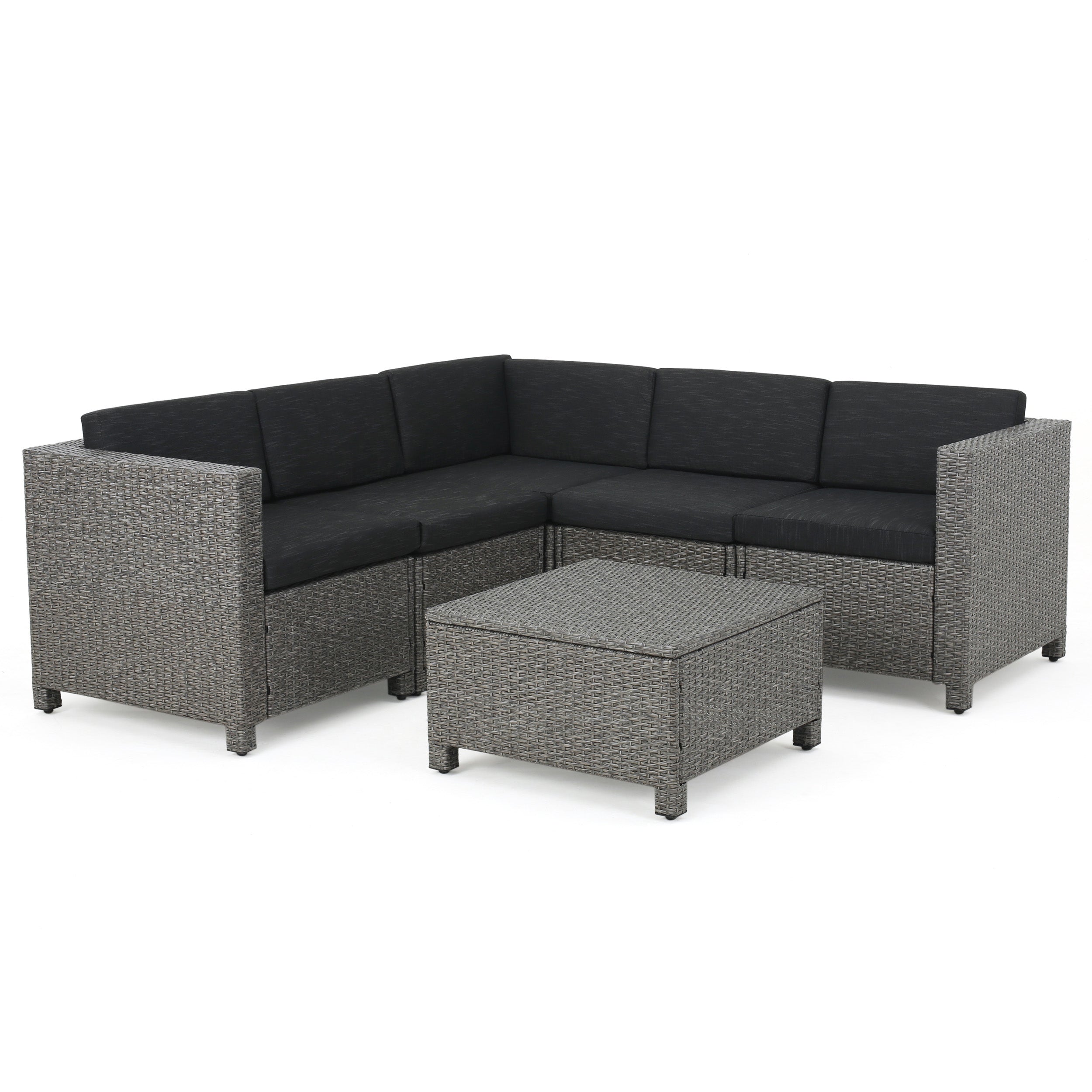 Valona Outdoor Wicker V Shaped Sectional Sofa Set