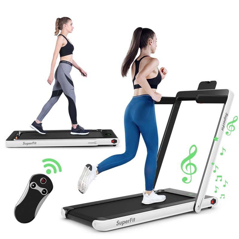 2 in 1 Folding Electric Treadmill for Home Gym, 2.25HP Under Desk Treadmill, Portable Walking Running Machine with Bluetooth Speaker