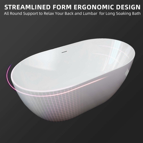 59 Acrylic Free Standing Tub Classic Oval Shape S...